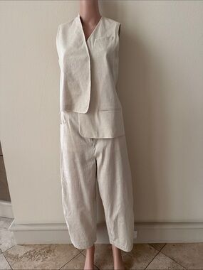 Cropped Wide-Leg Linen-Blend Pants in Natural
